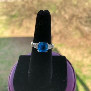 Bright blue square ring/Jewelry Size 6.5 for Women